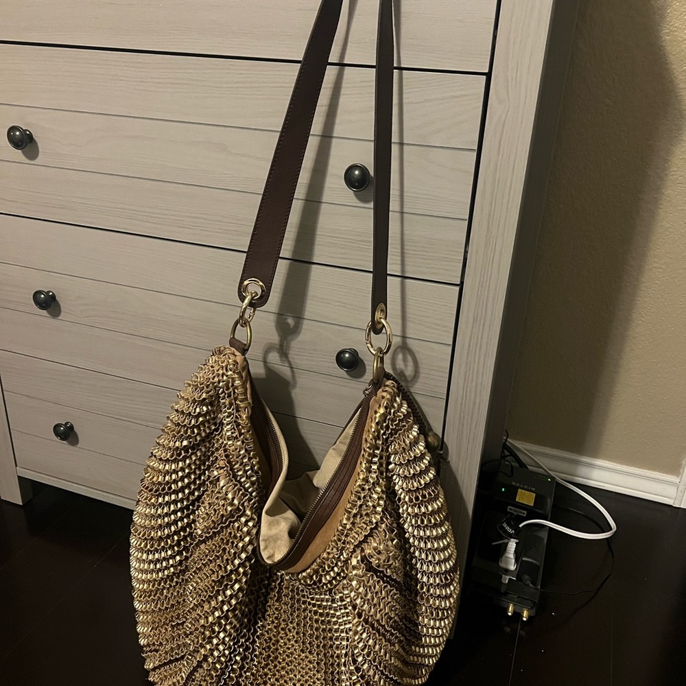 DVF Stephanie Woven large leather HOBO bag purse